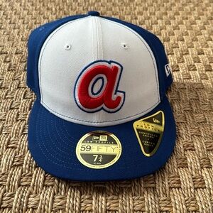 NWT New Era Atlanta Braves 59Fifty Low Profile Hat, size 7 3/4